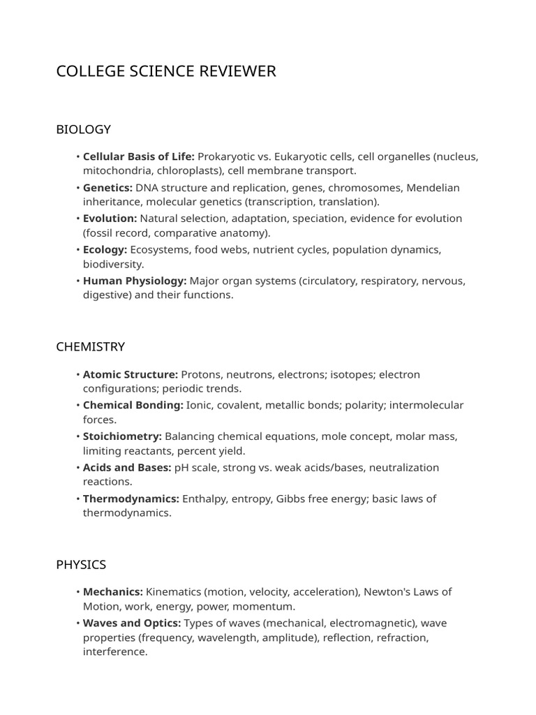 Science Reviewer For College | PDF