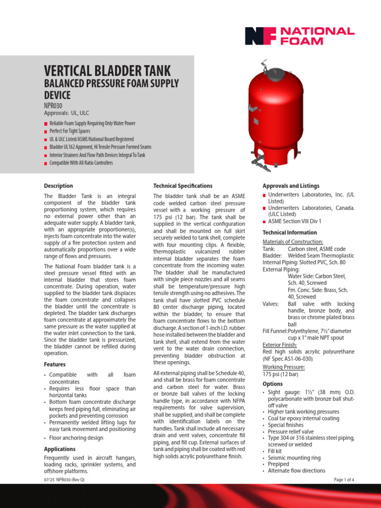 NPR030-Vertical Bladder Tank Device (Rev Q-OL) | PDF | Valve | Welding