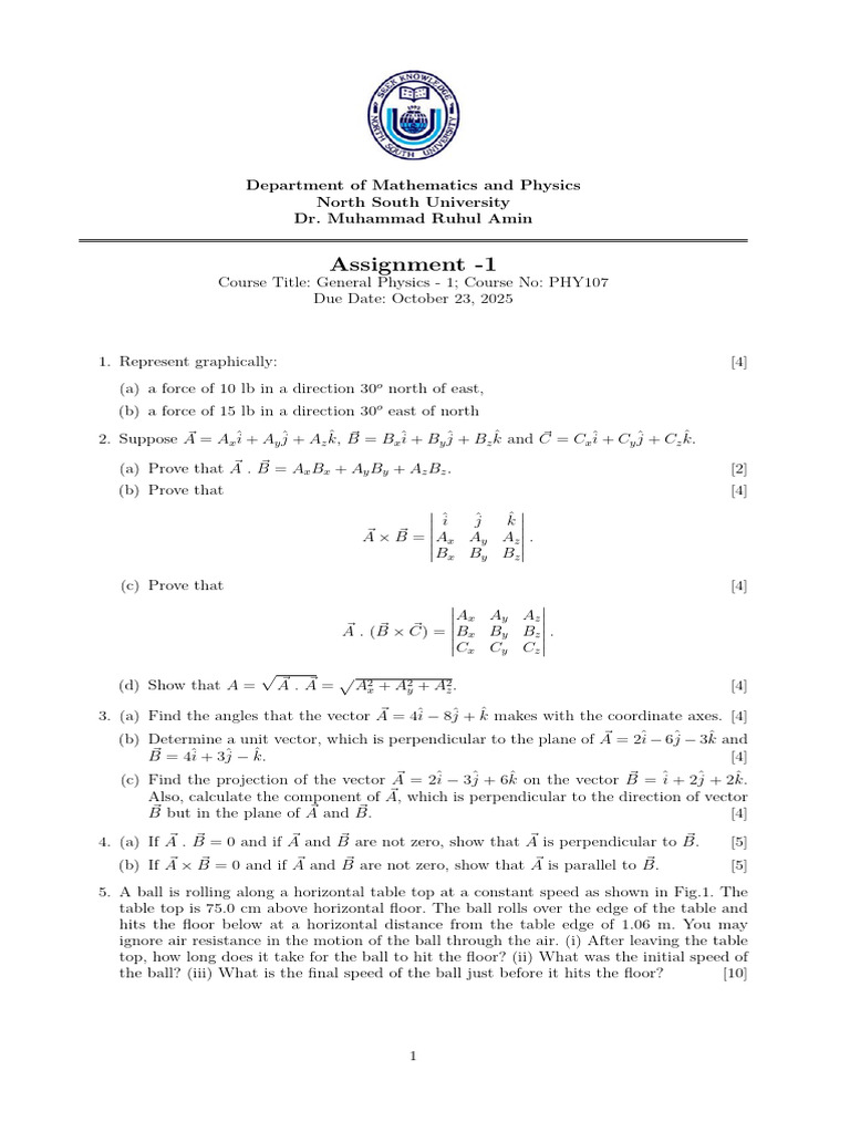 Assignment 1 | PDF | Force | Physical Phenomena
