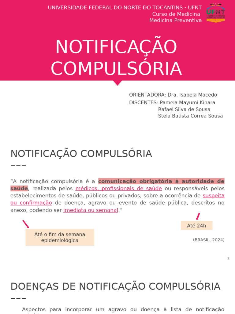 Notificação Compulsória - Preventiva | PDF | Epidemiologia | Lepra