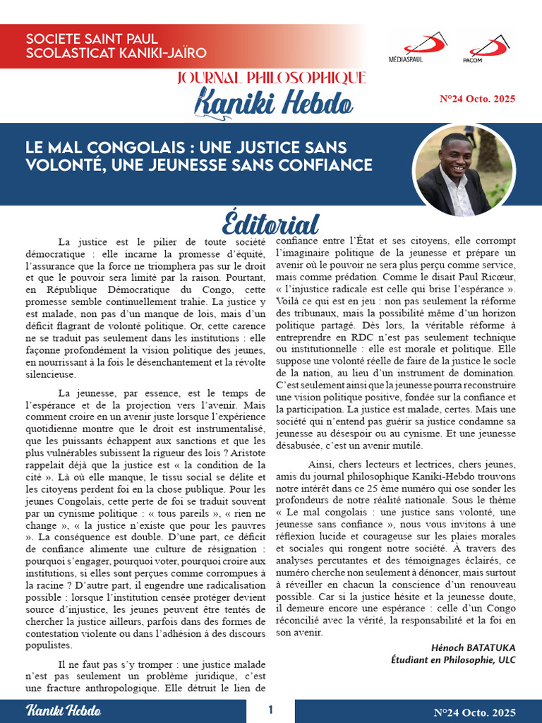 Justice en RDC : Jeunesse en crise | PDF | Justice | Crime et violence