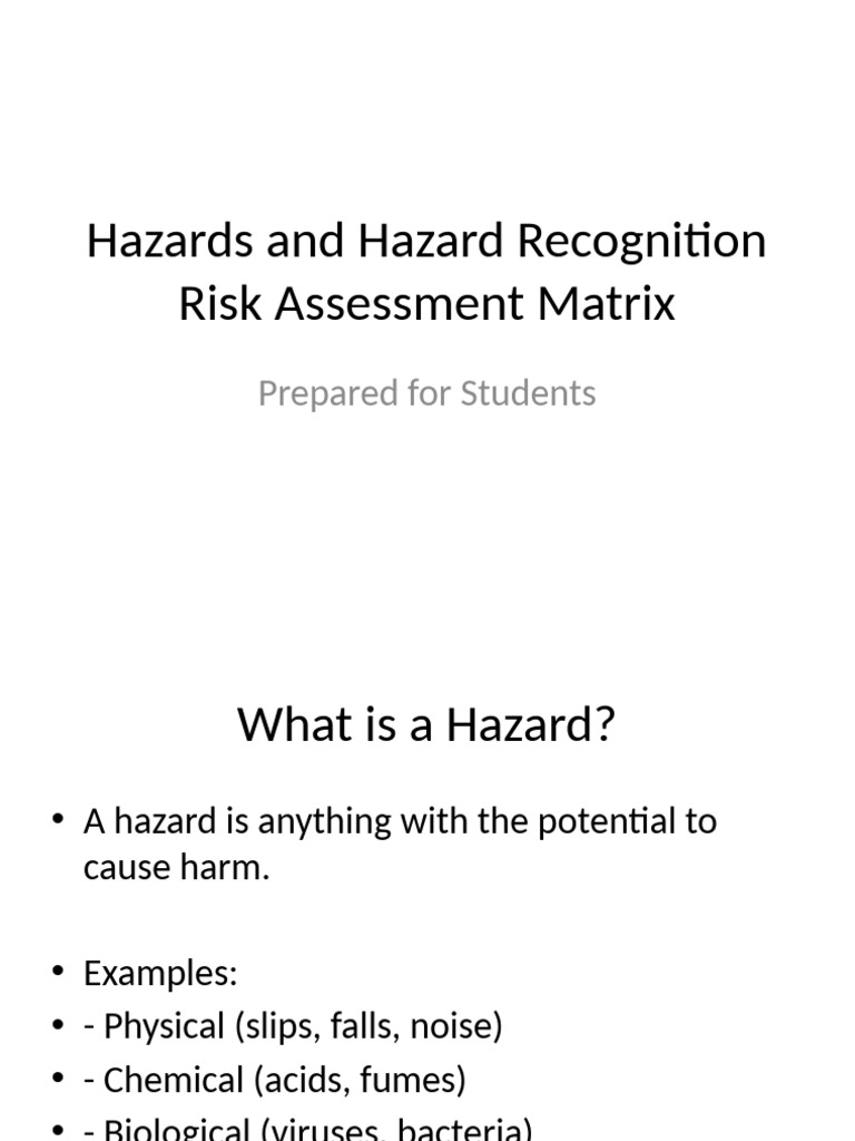 Hazard Recognition and Risk Assessment Guide | PDF