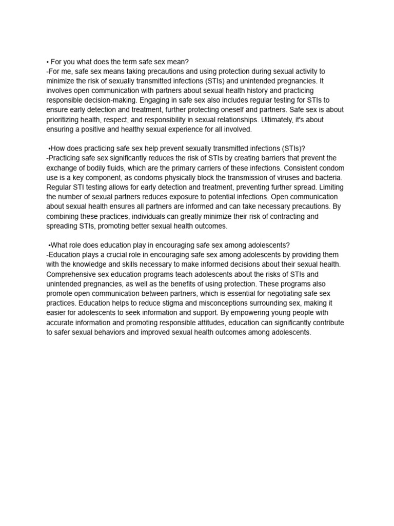 Understanding Safe Sex Practices | PDF