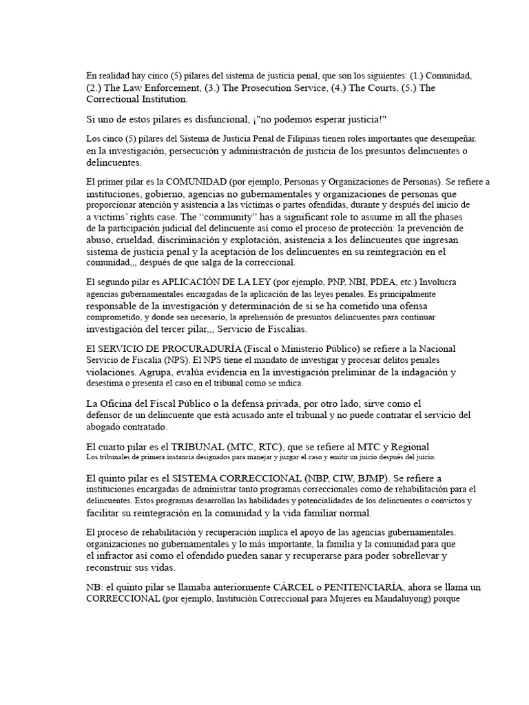 5 Pilares Del Sistema de Justicia Penal | PDF | Fiscal | Policía