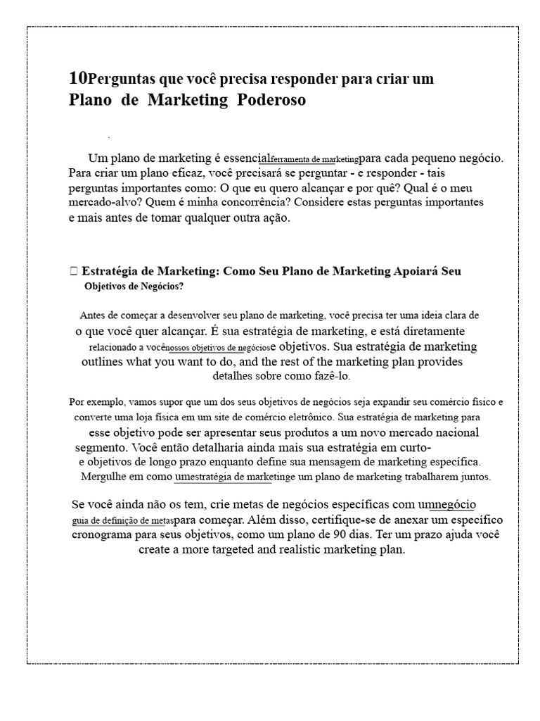 Guia Completo para Criar um Plano de Marketing | PDF | Marketing ...