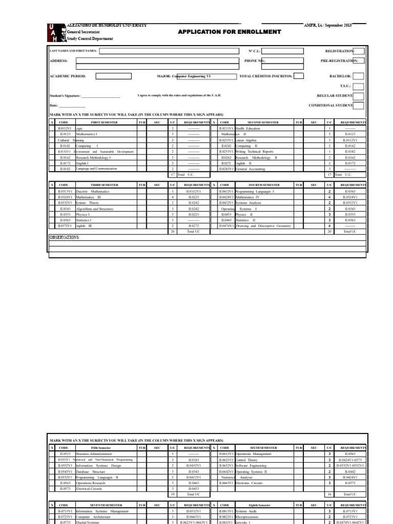 Enrollment Application for Computer Engineering | PDF | Mathematics ...