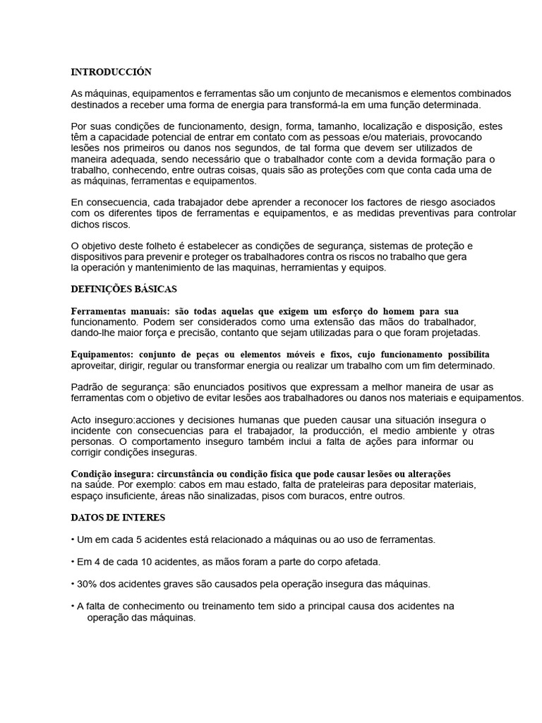 Segurança no Uso de Máquinas e Ferramentas | PDF | Ferramentas | Martelo