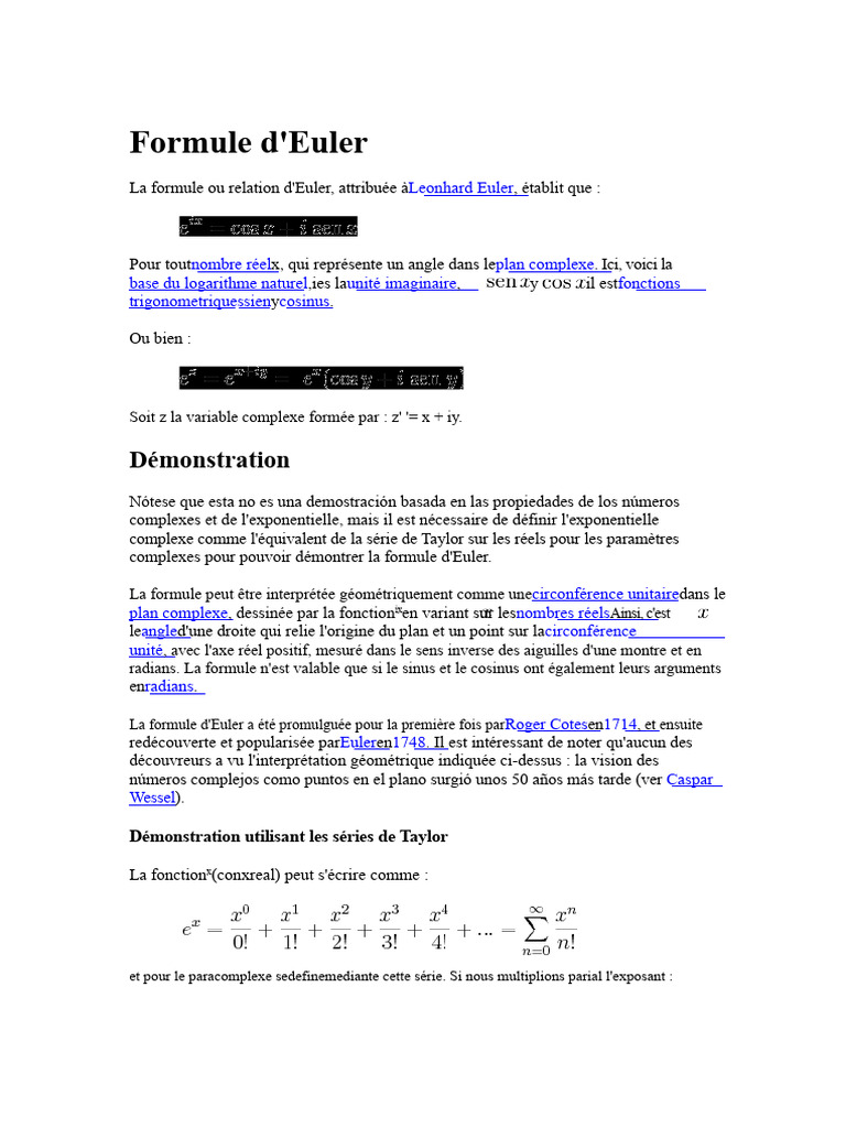 La formule d'Euler et ses applications | PDF | Fonction trigonométrique ...