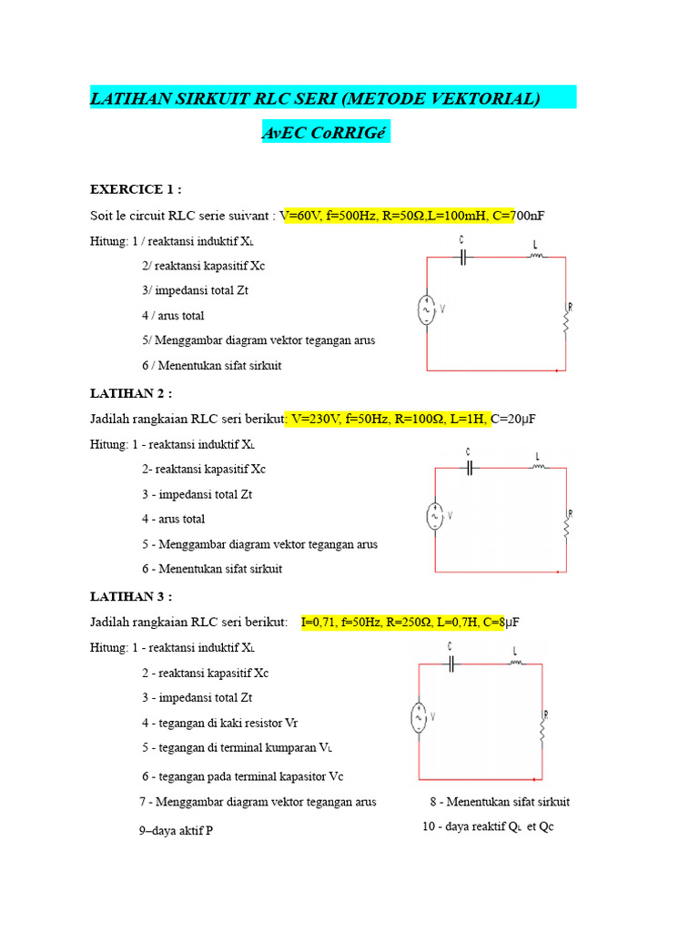 Latihan RLC Seri: Hitung Impedansi dan Arus | PDF