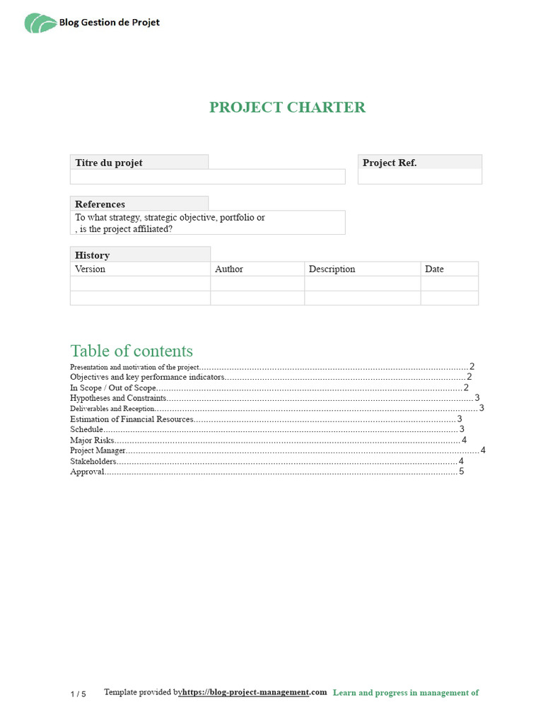 Project Charter Template Overview | PDF | Performance Indicator | Risk