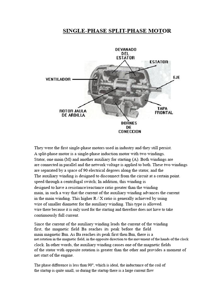 Split-Phase Motor Operation Explained | PDF | Electric Motor | Capacitor