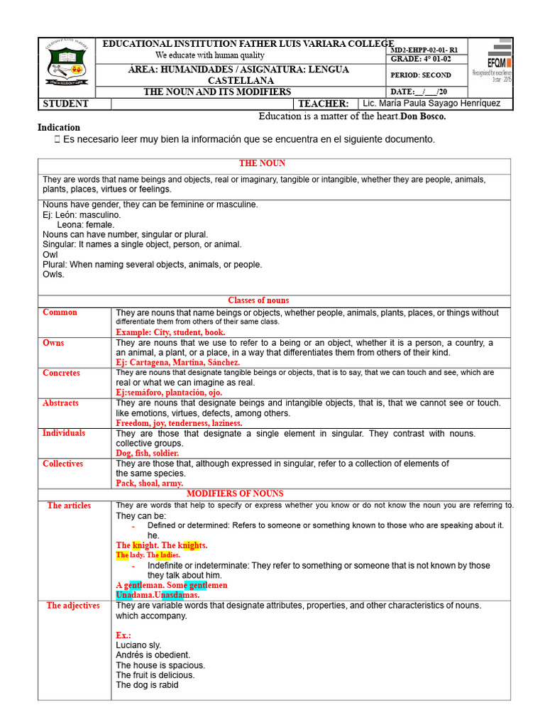 Understanding Nouns and Modifiers | PDF | Noun | Grammatical Gender