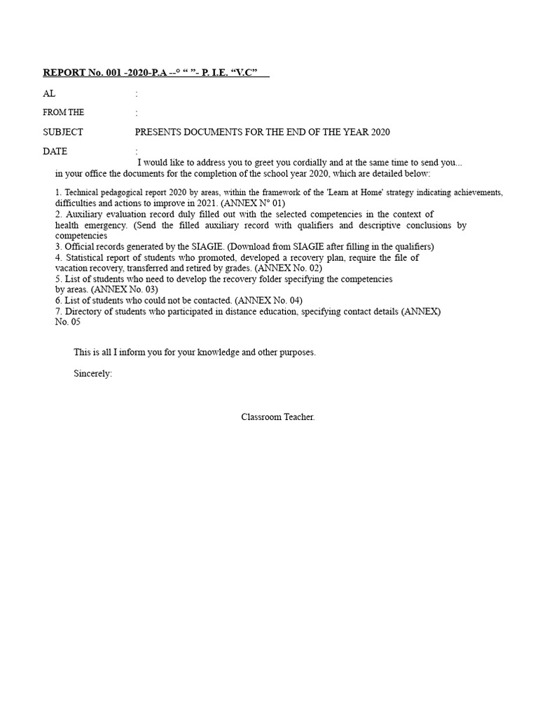 FINAL REPORT FORMATS 1st and 2nd Secondary - Mathematics and Science ...