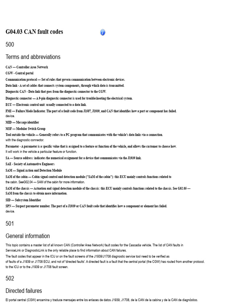 Cascadia CAN Fault Codes Guide | PDF | Automotive Technologies ...
