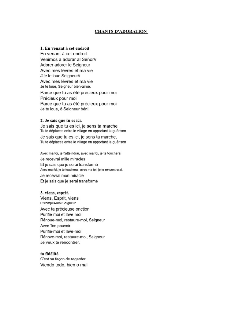 Chants d'Adoration et de Louange | PDF | Saint-Esprit | Dieu