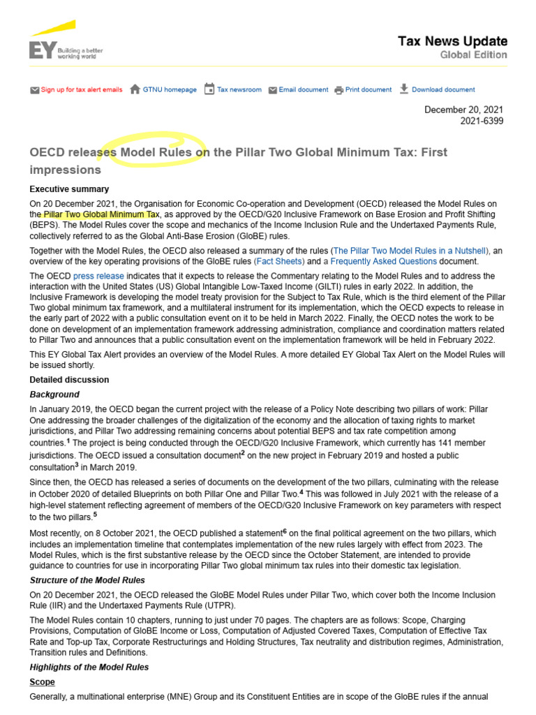 OECD Pillar Two Global Minimum Tax Rules | PDF | Taxes | Payments