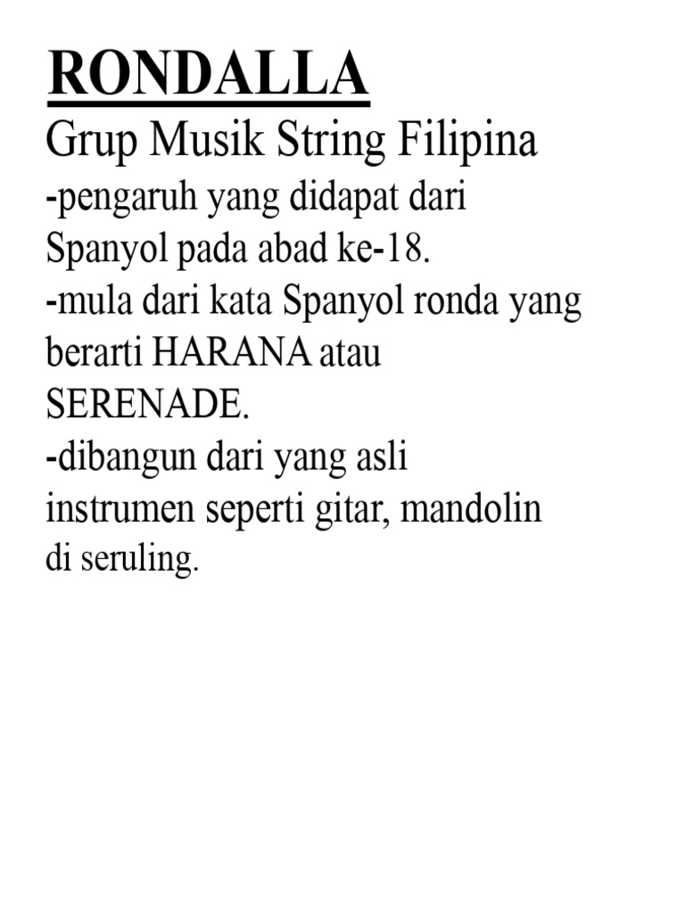 Sejarah dan Jenis Alat Musik Rondalla | PDF