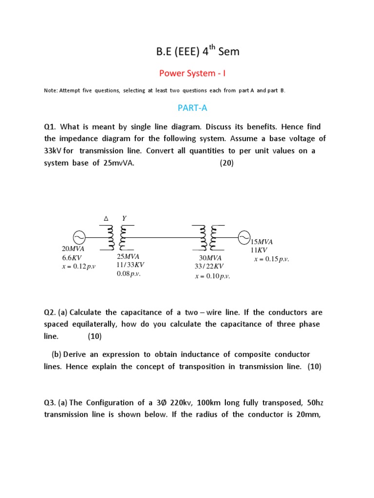 Power System Analysis: Impedance Diagrams, Transmission Line Parameters ...