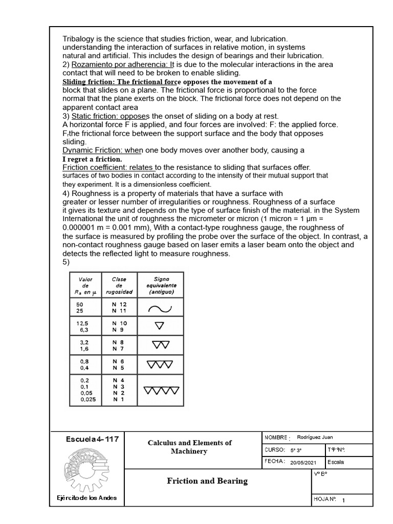 Response TP2 Friction and Bearing | PDF | Friction | Mechanical Engineering