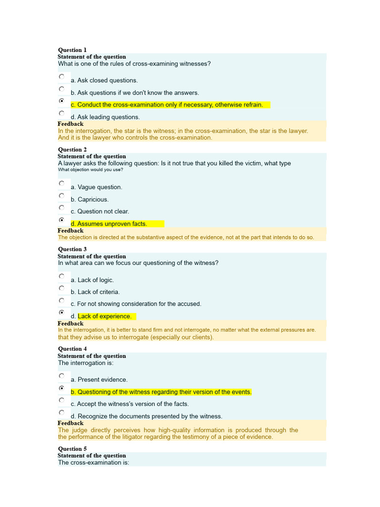 Cross-Examination Rules for Lawyers | PDF | Witness | Question
