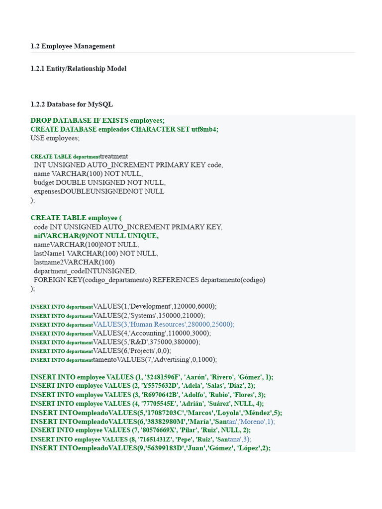 Employee Management Database SQL Guide | PDF | Databases | Data Management