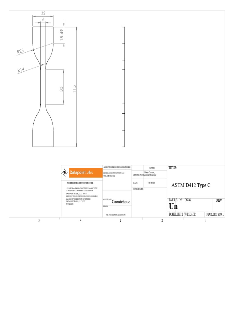 Dessin technique caoutchouc ASTM D412 | PDF