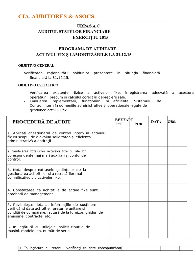 4 Program de Audit Activ | PDF