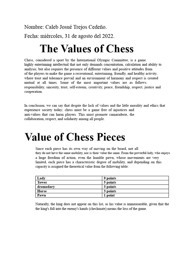The Values of Chess | PDF