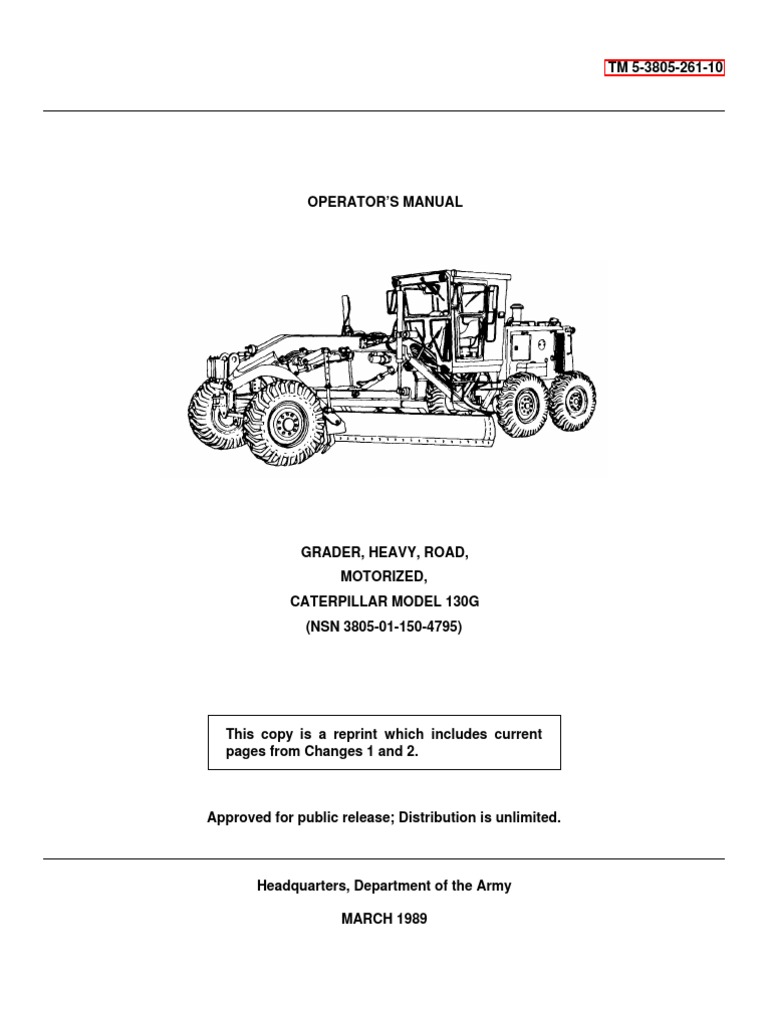 Operator Manual Grader 130G CAT PDF Engines Throttle