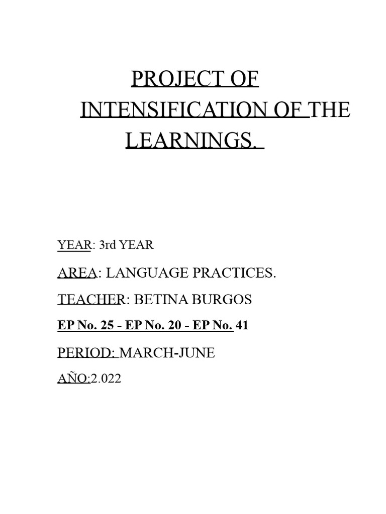 PROJECT For The Intensification of 3rd Year PL 2022 | PDF | Knowledge ...