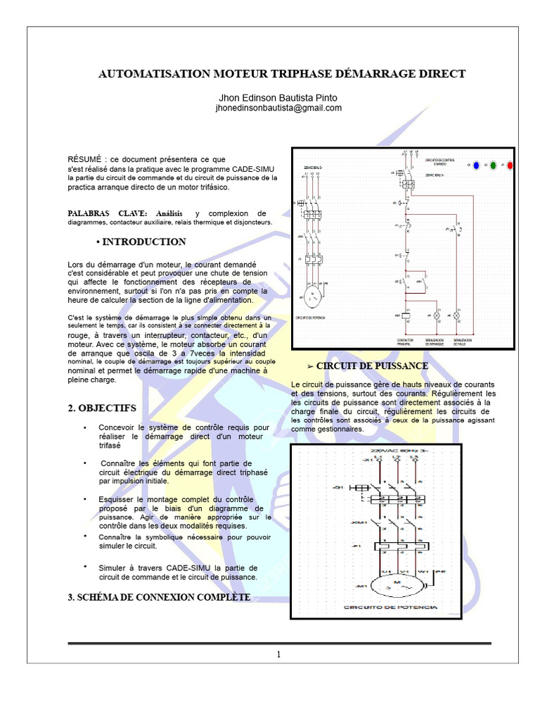 Démarrage Direct d'un Moteur Triphasé | PDF | Puissance (physique ...