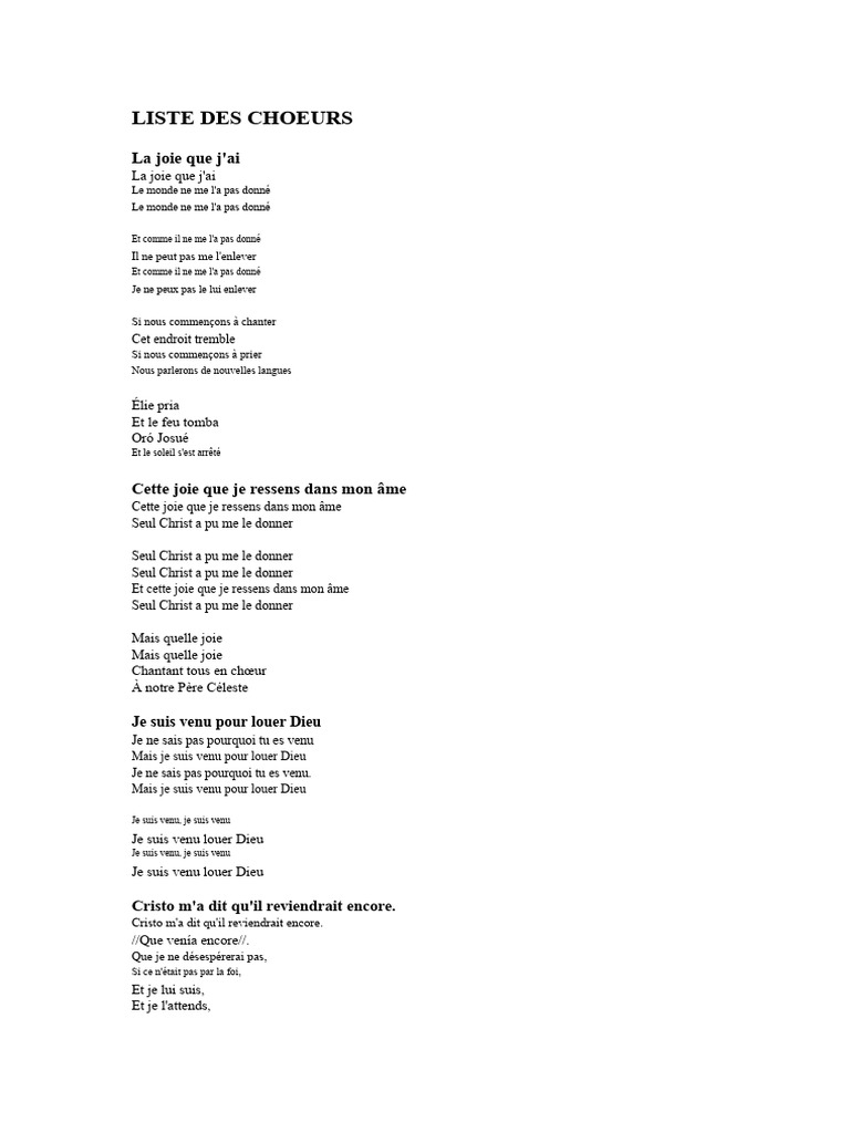 Chansons de Louange et Joie en Christ | PDF | Saint-Esprit | Jésus