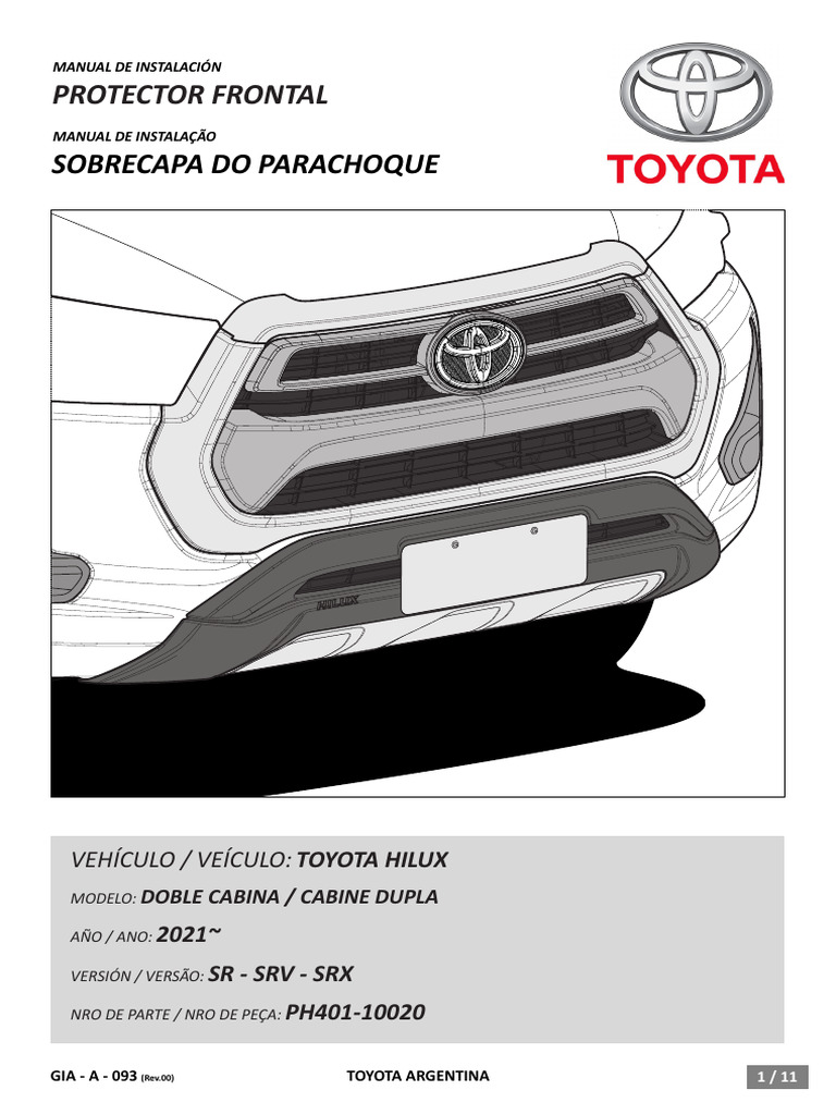 Manual de Instalação do Protetor Frontal Hilux | PDF
