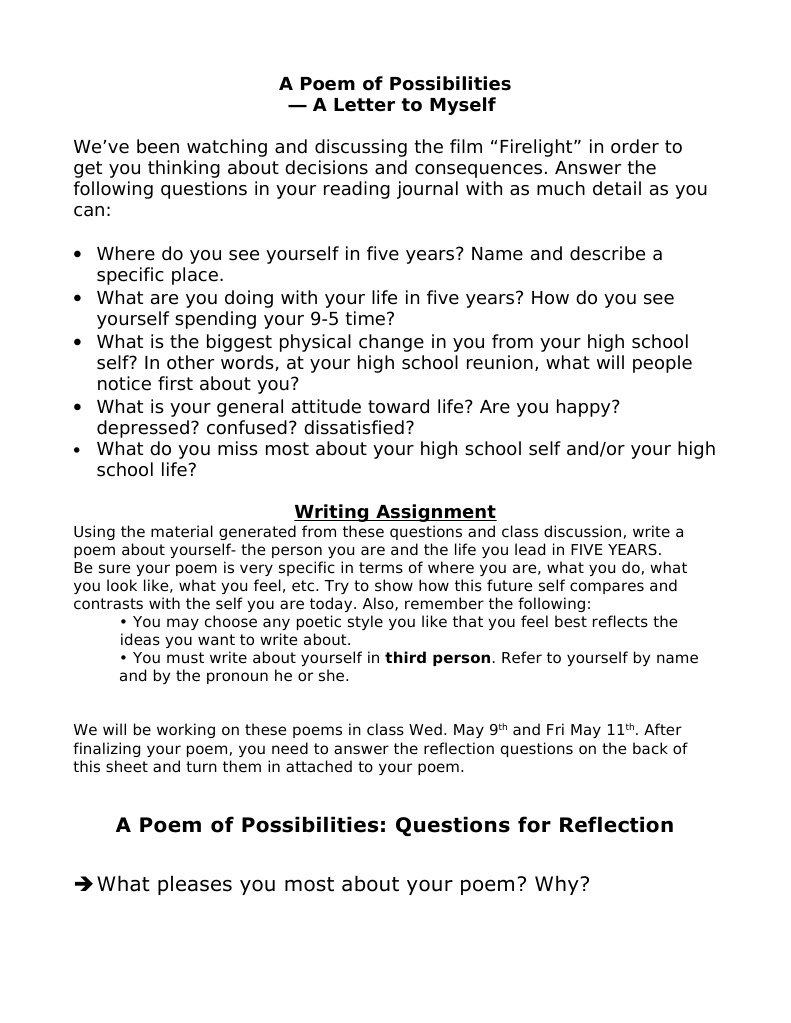 Letter To Myself For Firelight