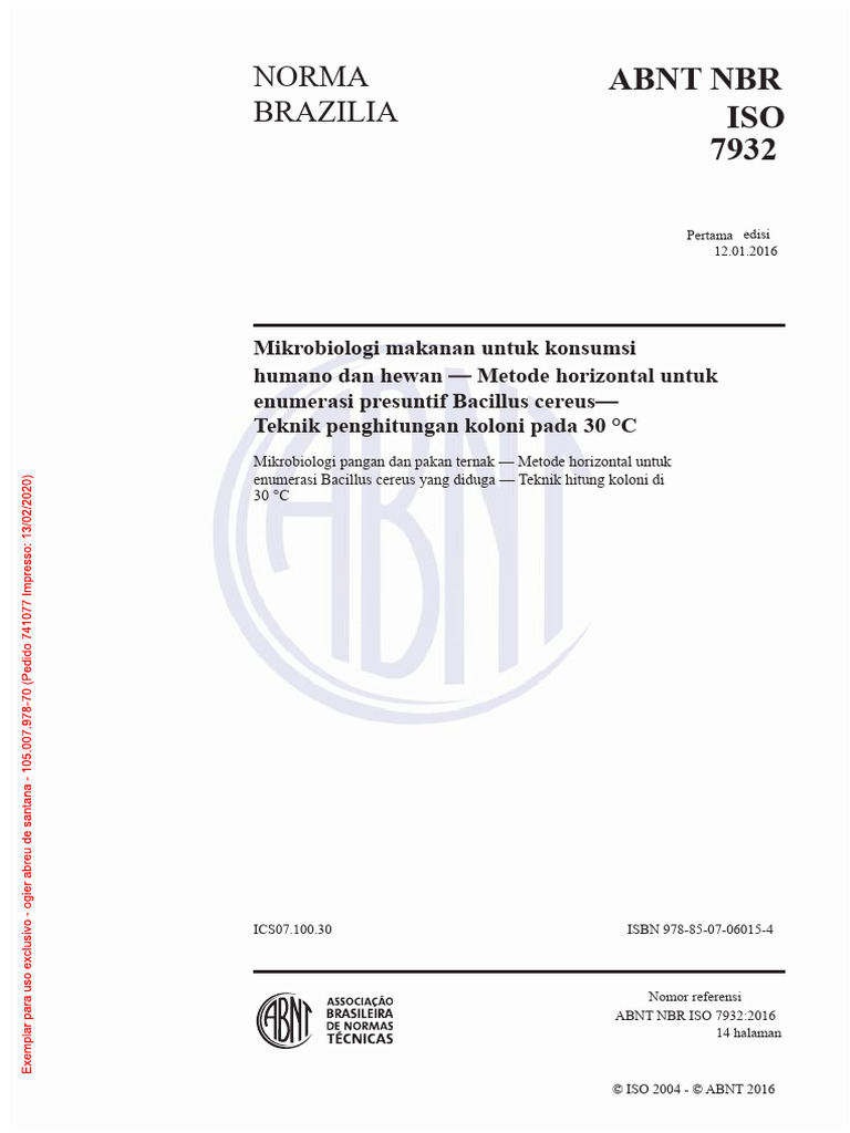 ISO 7932-2016 Bacillus Creus | PDF