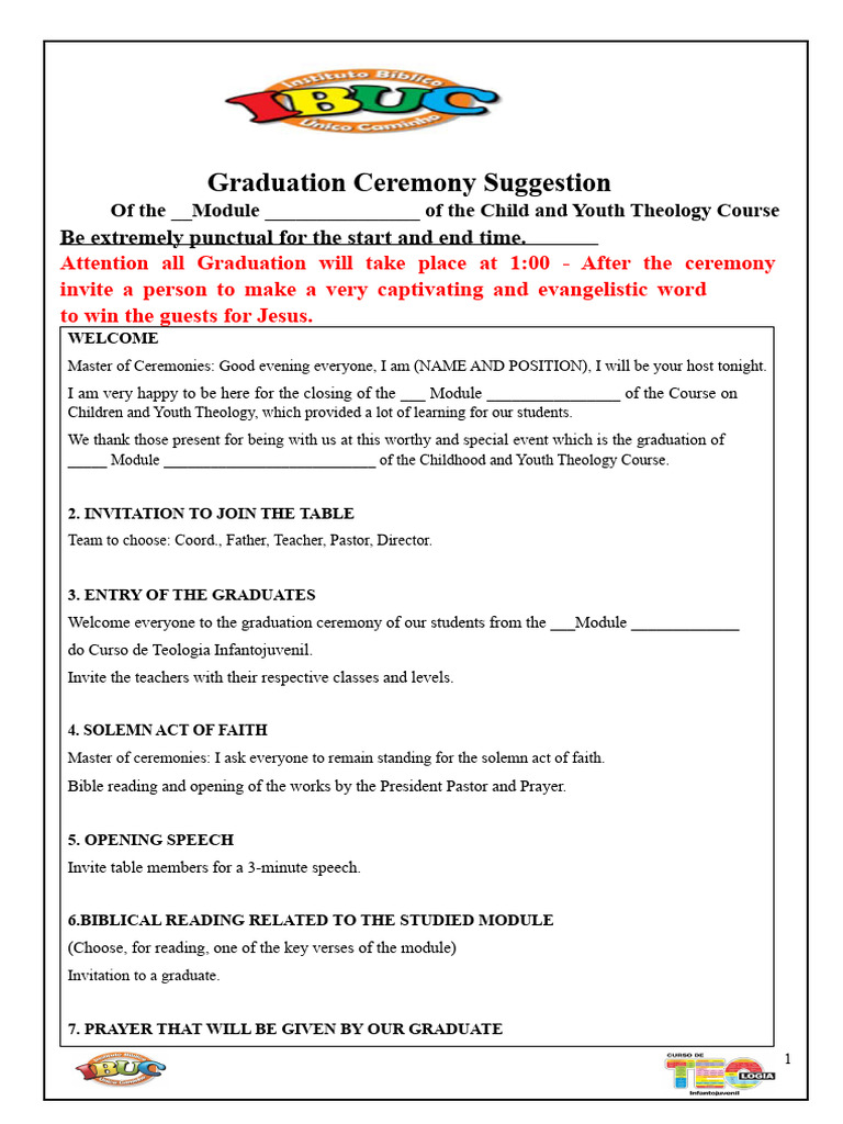 Graduation Ceremony Suggestion | PDF | Jesus | Religious Belief And ...