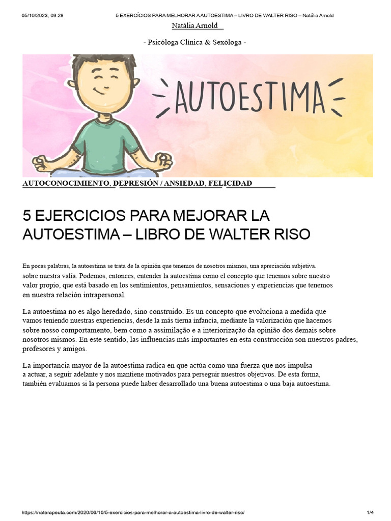 Ejercicios para Mejorar la Autoestima | PDF | Autoestima | Psicología ...