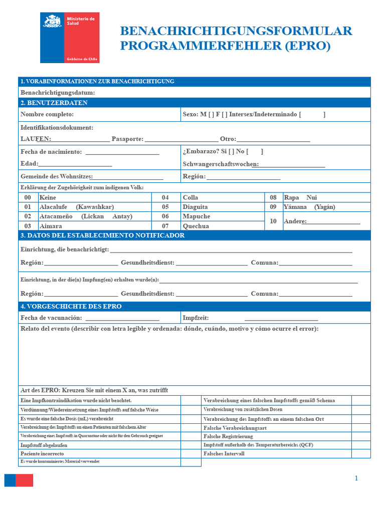 Formular Benachrichtigung EPRO | PDF