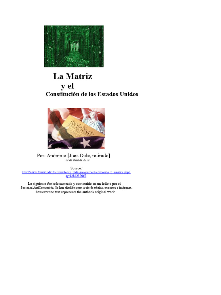 La Matrix y la Constitución de EE. UU. | PDF | Gran jurado | Gobierno ...
