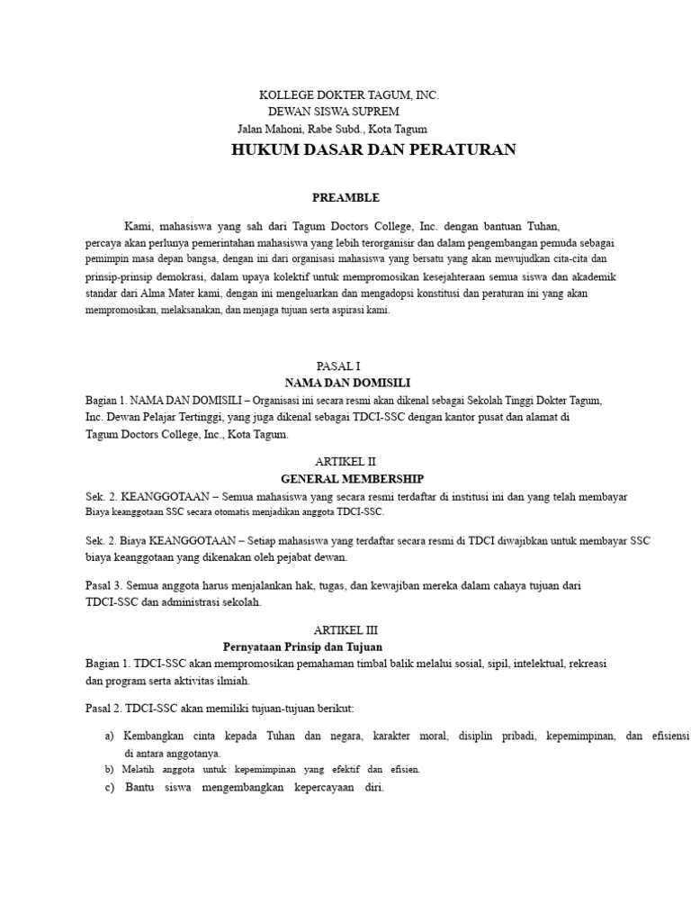 Hukum Dasar Dan Peraturan: Preamble | PDF