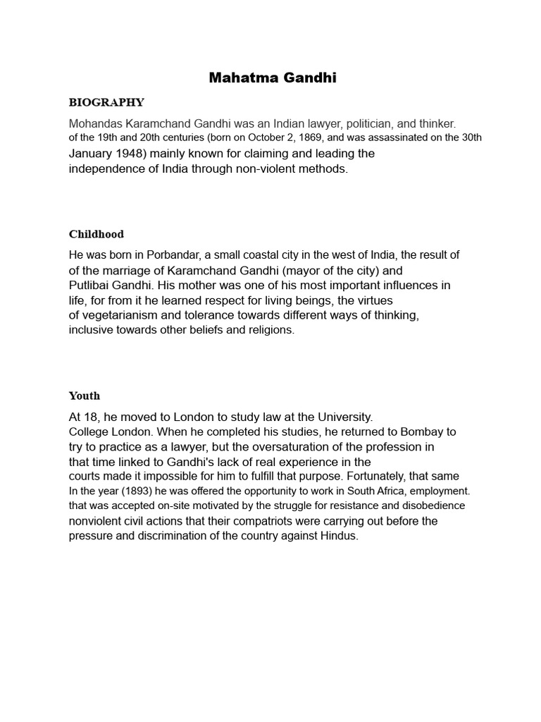 Mahatma Gandhi: Life and Legacy | PDF | Mahatma Gandhi | Nonviolence