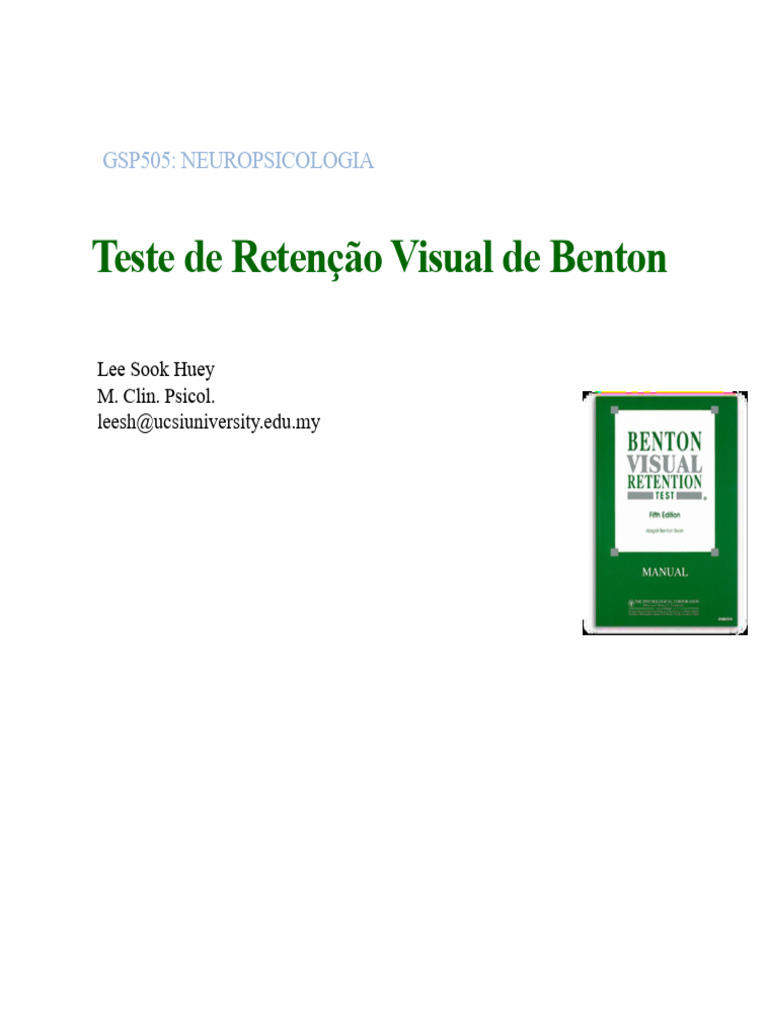 Teste de Retenção Visual de Benton | PDF | Memória | Neuropsicologia