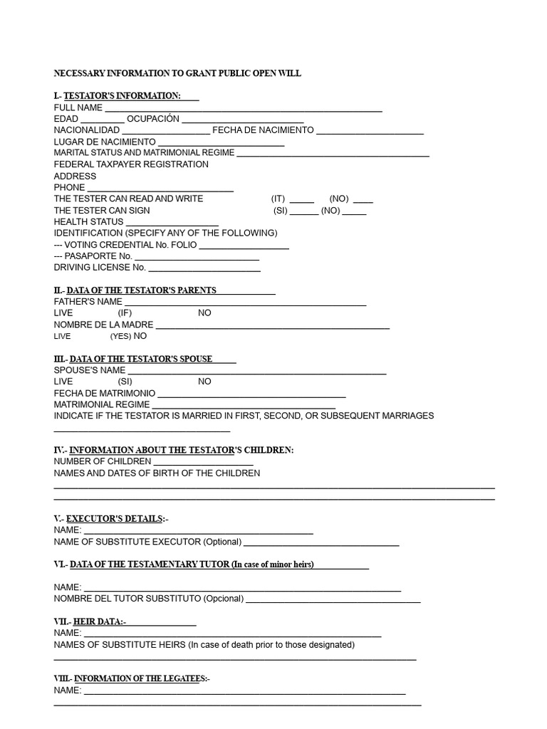 WILL FORM.doc | PDF | Will And Testament | Private Law