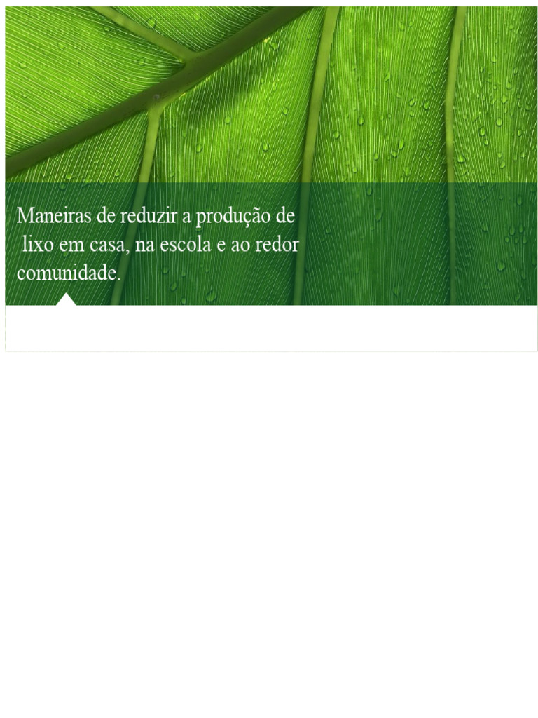 Dicas para Reduzir Lixo em Casa e Escola | PDF