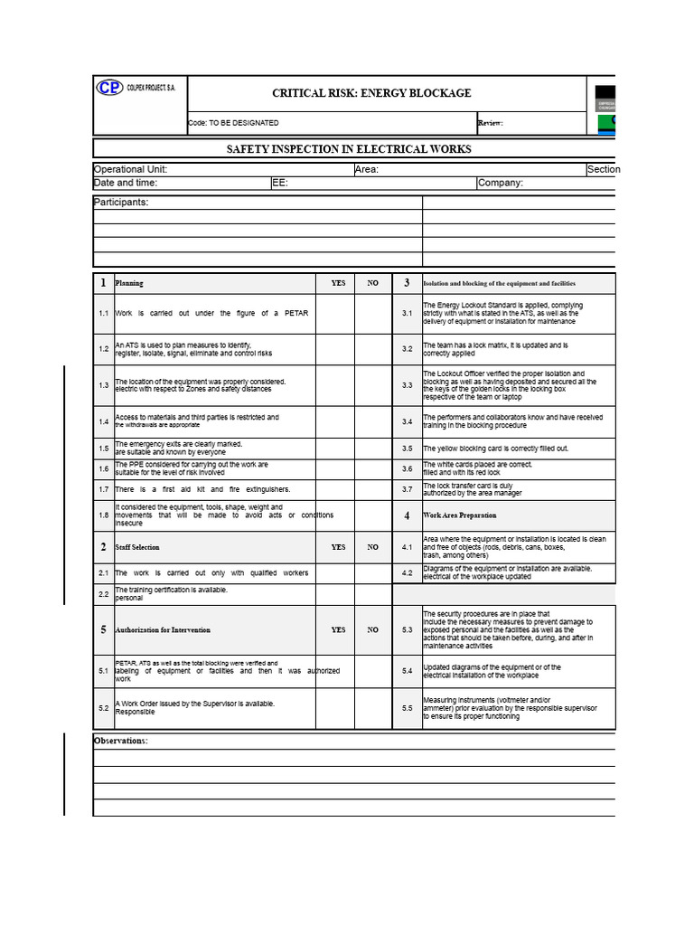 Energy Blockage Safety Inspection Guide | PDF | Safety