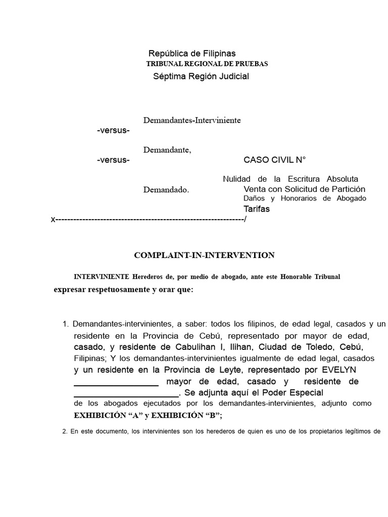 Nulidad de Escritura y Partición en Filipinas | PDF