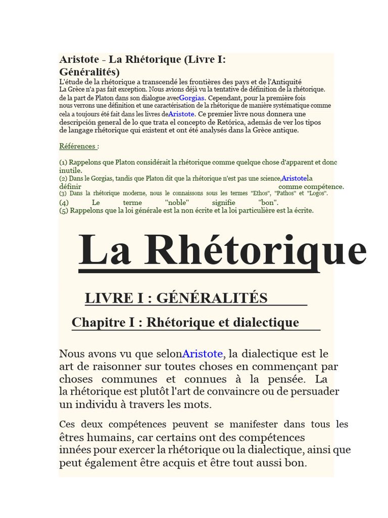 Introduction à la Rhétorique d'Aristote | PDF | Rhétorique | Noûs