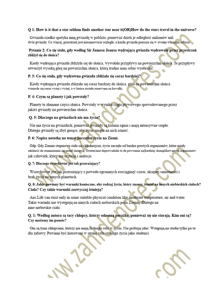 Krótkie Pytanie Odpowiedź | PDF