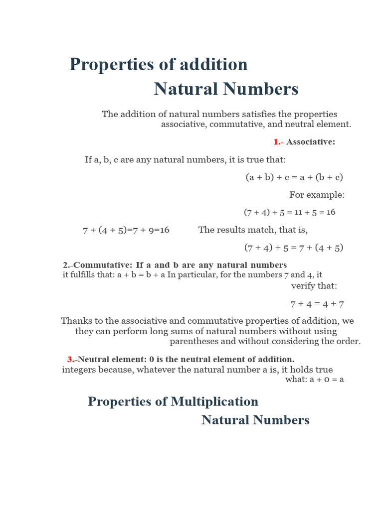Properties of Natural Number Operations | PDF | Division (Mathematics ...