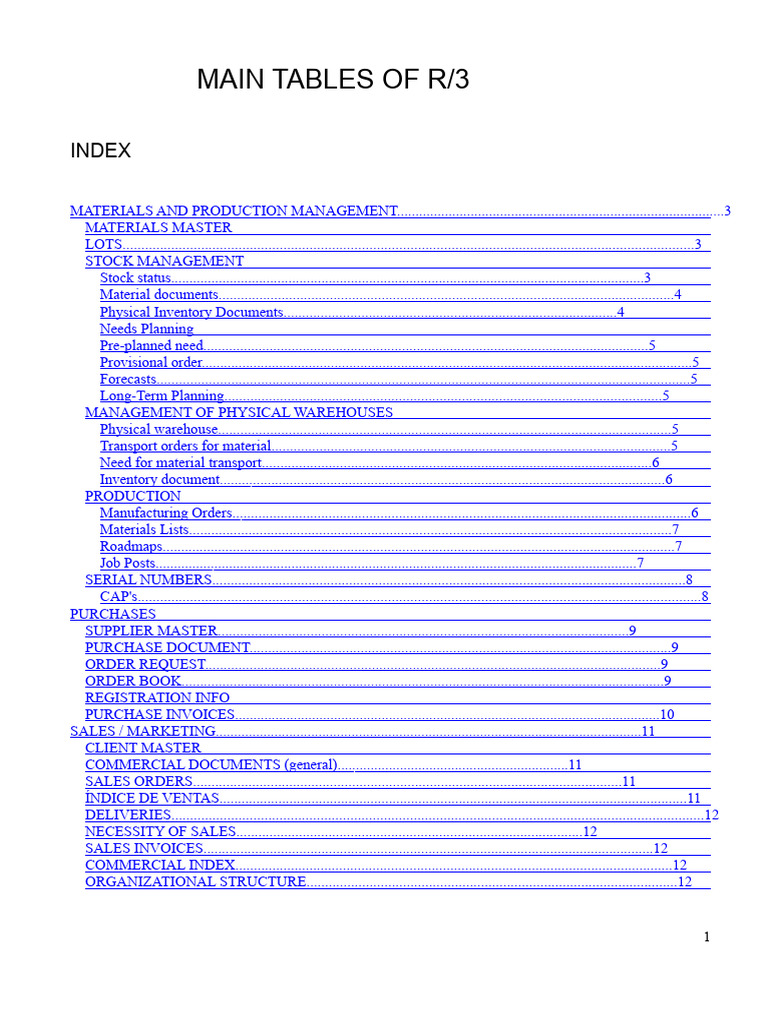 R/3 Main Tables Overview Guide | PDF | Invoice | Specification ...